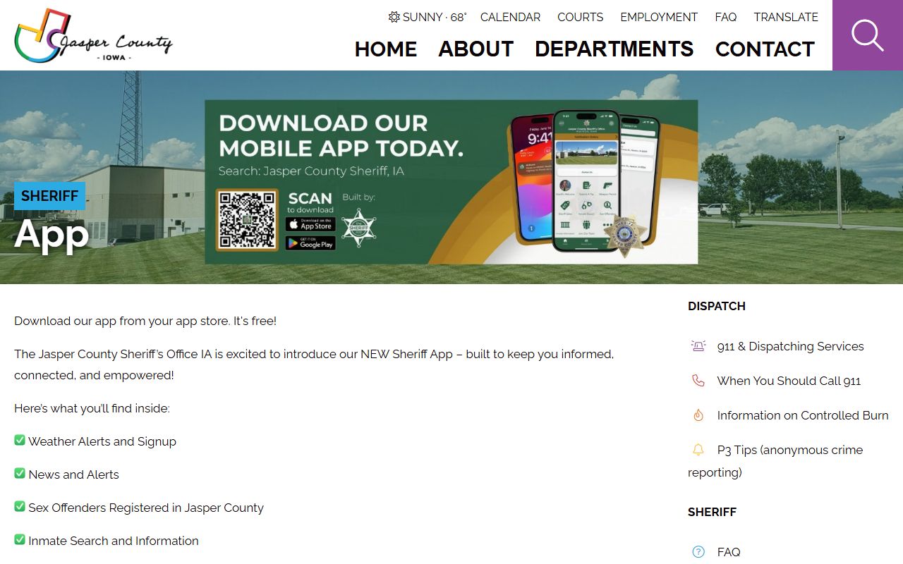 Jasper County inmate search sheriff app inmate information feature